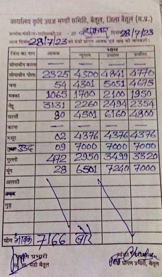 Aaj ka Mandi Bhav: देखें आज 28 जुलाई 2023 का बैतूल मंडी भाव