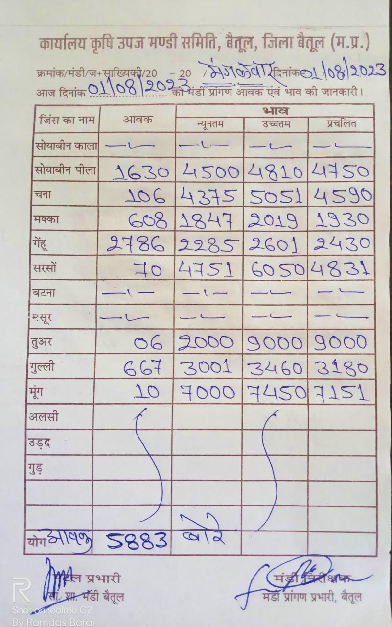 Aaj ka Mandi Bhav: देखें आज 01 अगस्‍त 2023 का बैतूल मंडी भाव