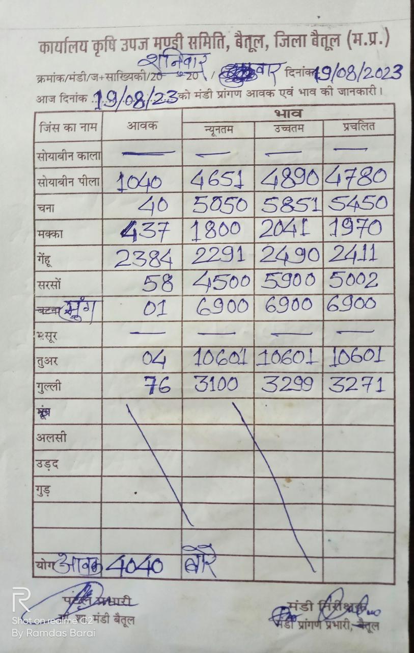 Aaj ka Mandi Bhav : देखें आज 19 अगस्‍त 2023 का बैतूल मंडी भाव