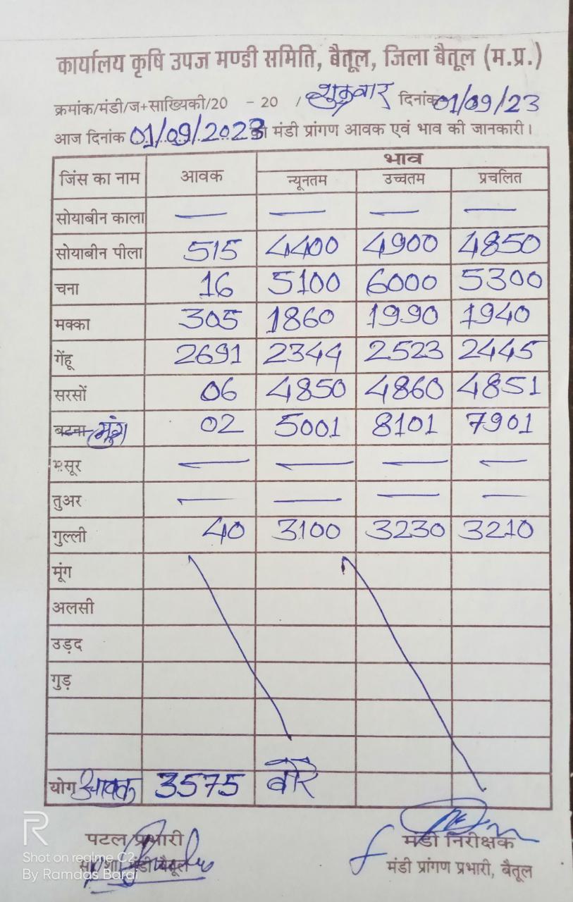 Aaj ka Mandi Bhav : देखें आज 1 सितम्बर 2023 का बैतूल मंडी भाव