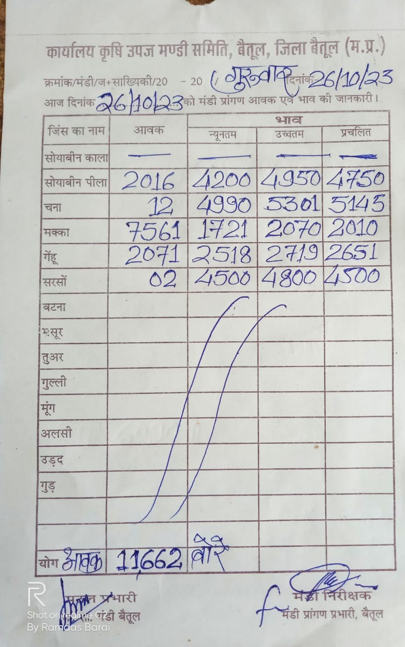 Aaj ka Mandi Bhav : देखें आज 26 अक्टूबर 2023 का बैतूल मंडी भाव