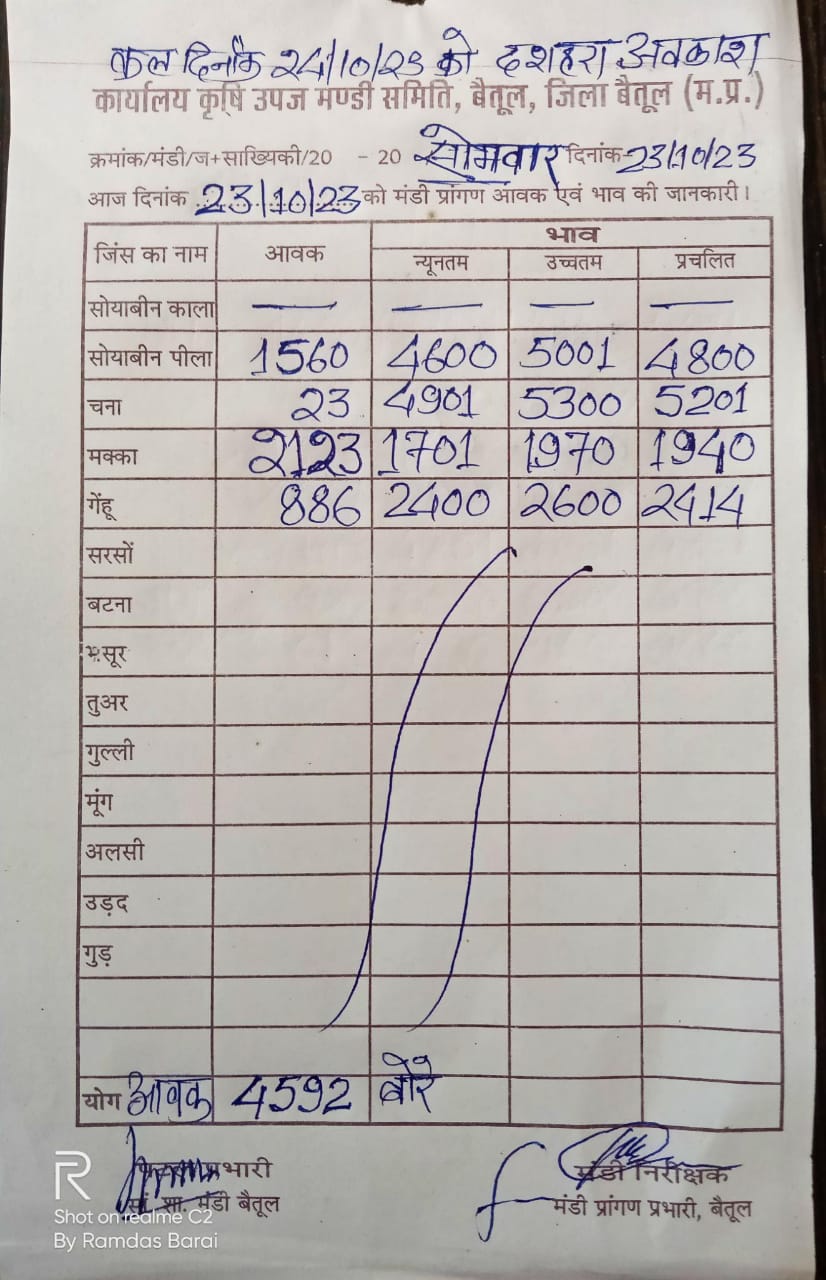 Aaj ka Mandi Bhav : देखें आज 23 अक्टूबर 2023 का बैतूल मंडी भाव