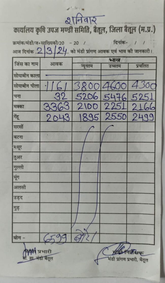 Aaj ka Mandi Bhav : देखें आज 2 मार्च, 2024 का बैतूल मंडी भाव