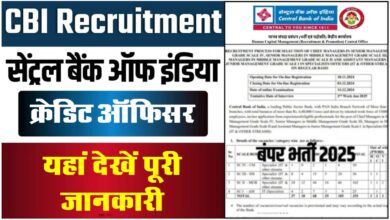 CBI Recruitment 2025: सरकारी नौकरी पाने का सुनहरा मौका, क्रेडिट ऑफिसर के पदों पर निकली भर्ती, जानें कैसे करें आवेदन